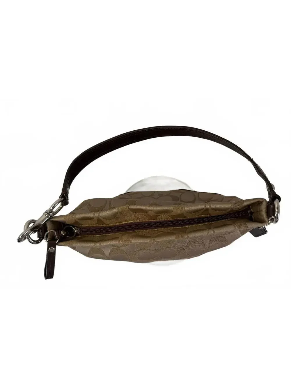 Coach | Signature Jacquard Patent Leather Shoulder Bag | Brown Tan